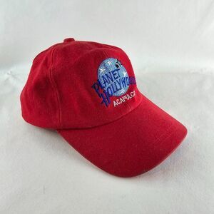 Planet Hollywood Acapulco Hat Men Adjustable Red Hook Loop Strapback Embroidered